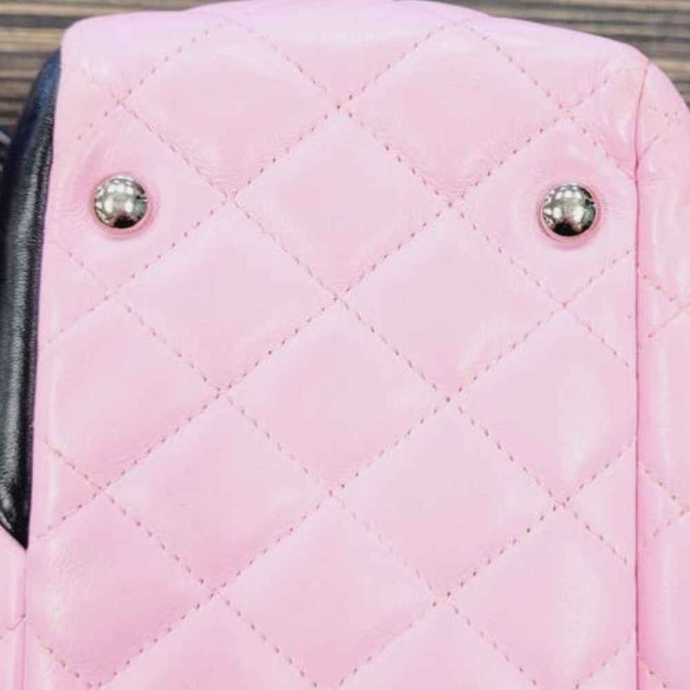 Chanel pink black quilter leather Cambon bowler tote bag / shoulder bag - Picture 8 of 16